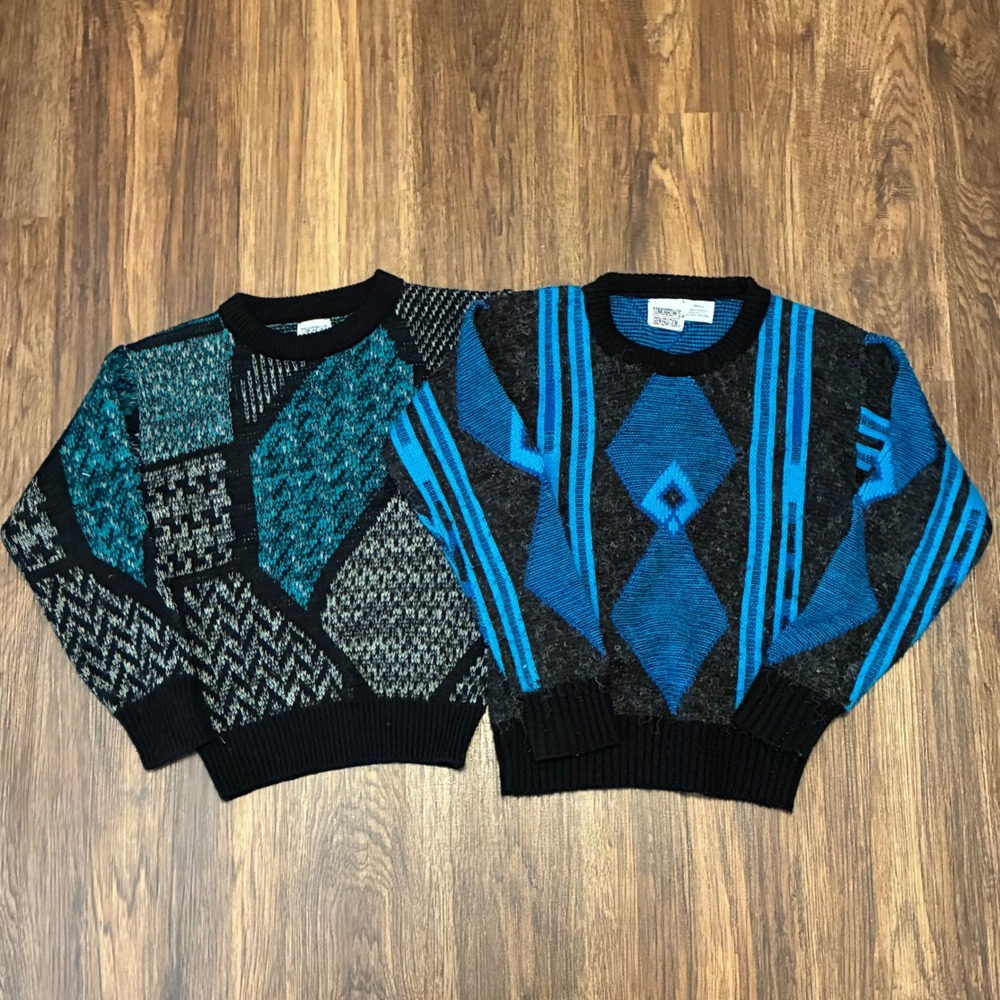Vintage 90s Tomorrow's Generation Sweater Lot Youth S 8-10 Geometric 2pc